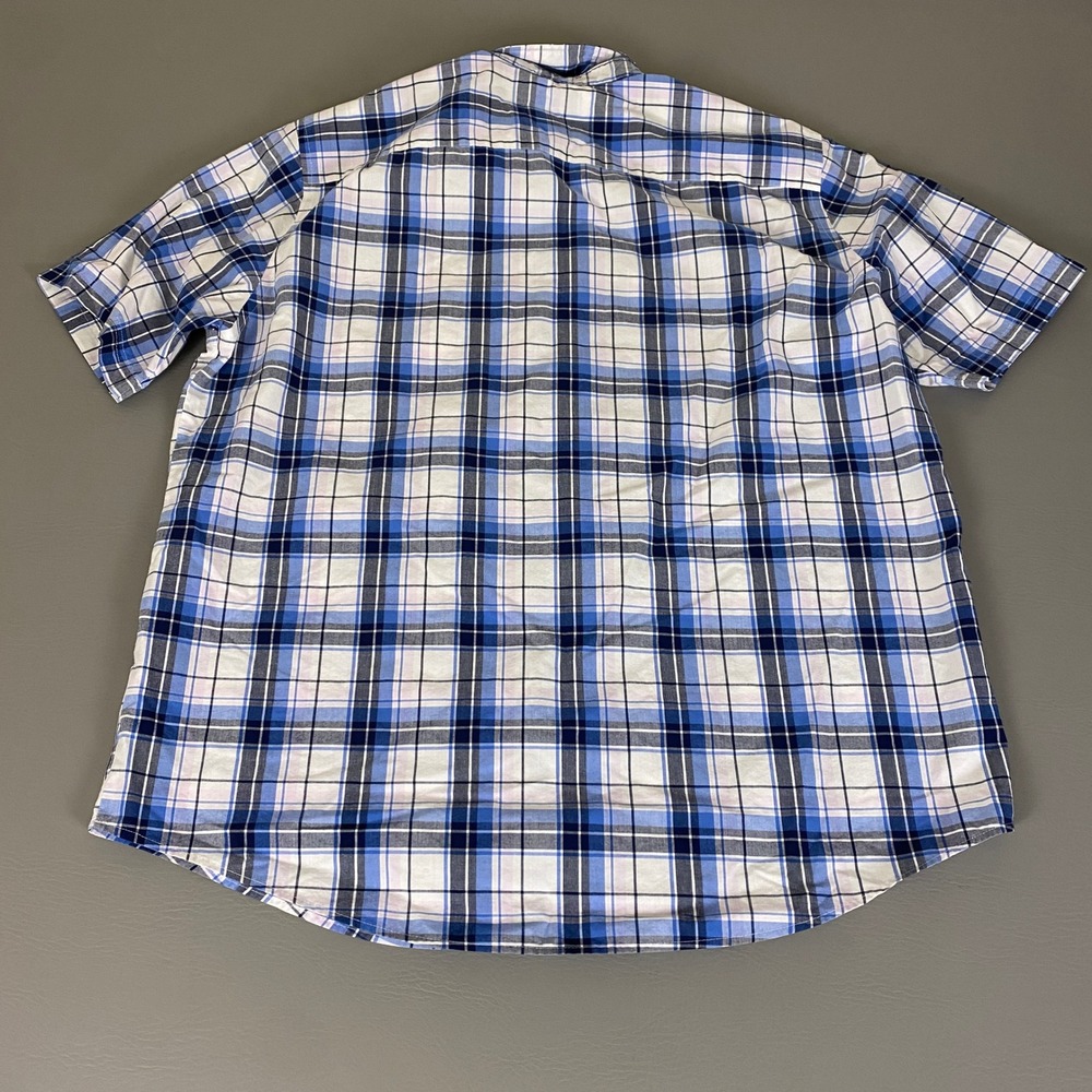 Croft & Barrow Button Down Shirt Men's Size XL Blue Easy Care Plaid Short Sleeve - Picture 11 of 12
